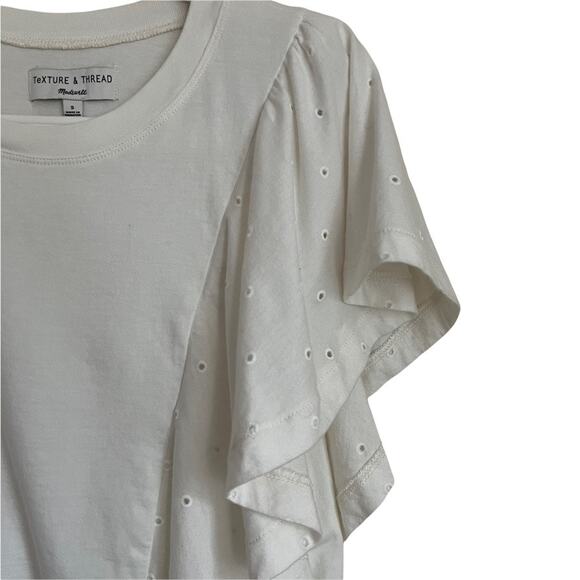 Madewell Flutter Sleeve Top in White Size S - Picture 6 of 10